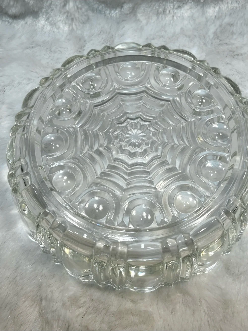 Anchor Hocking Old Cafe 1930s Glass Covered Ornate Jewelry Trinket Box Candydish